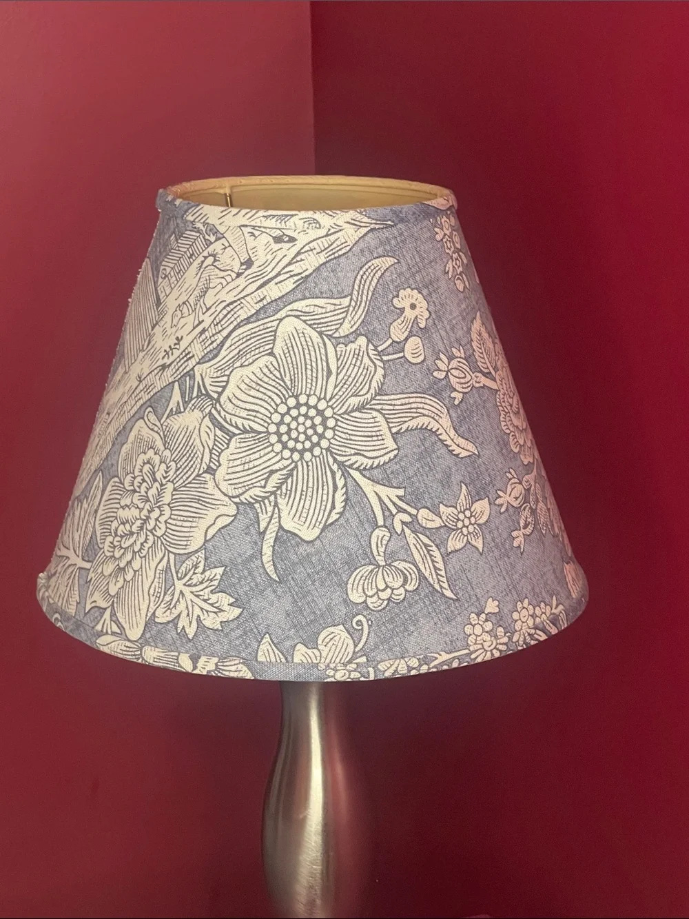 Vintage Pierre Deux Blue Toile La Declaration Pattern Lamp Shade 8”